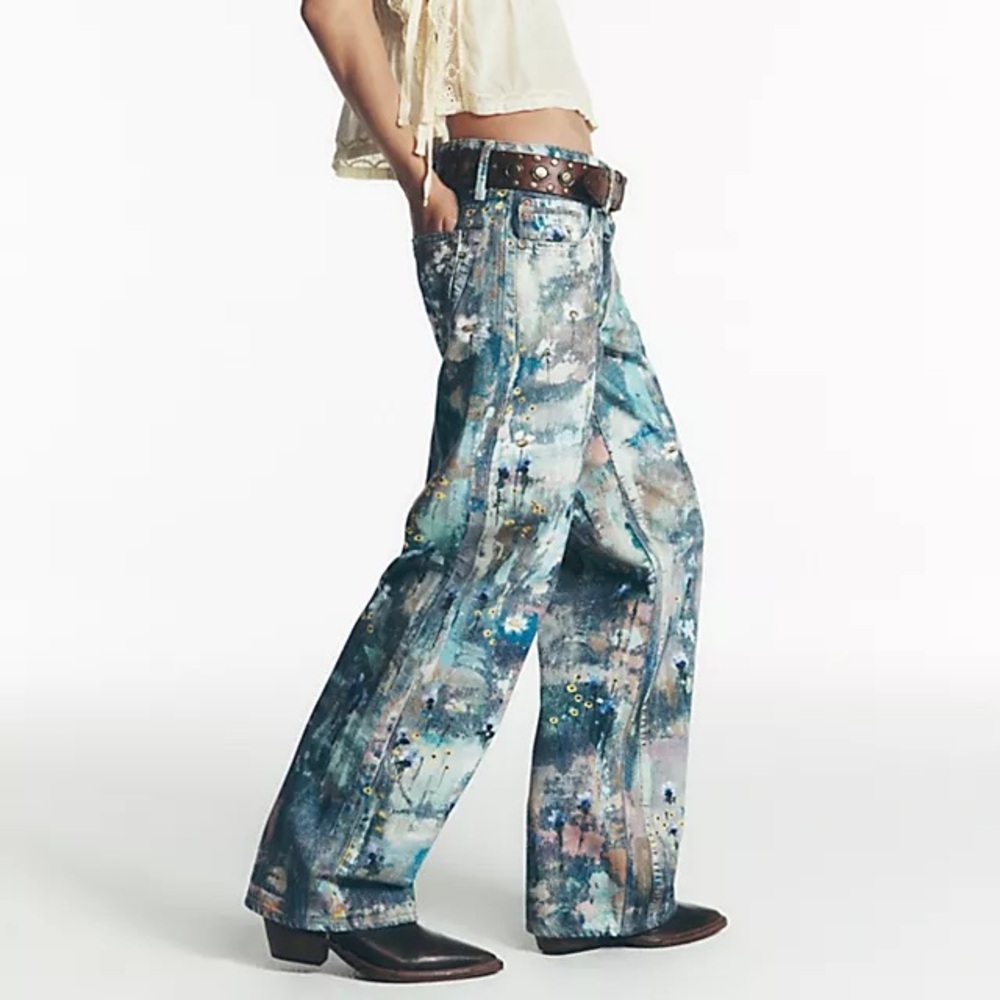 We The Free Tennessee Low Rise Illusion Jeans - Flower Canvas NWT